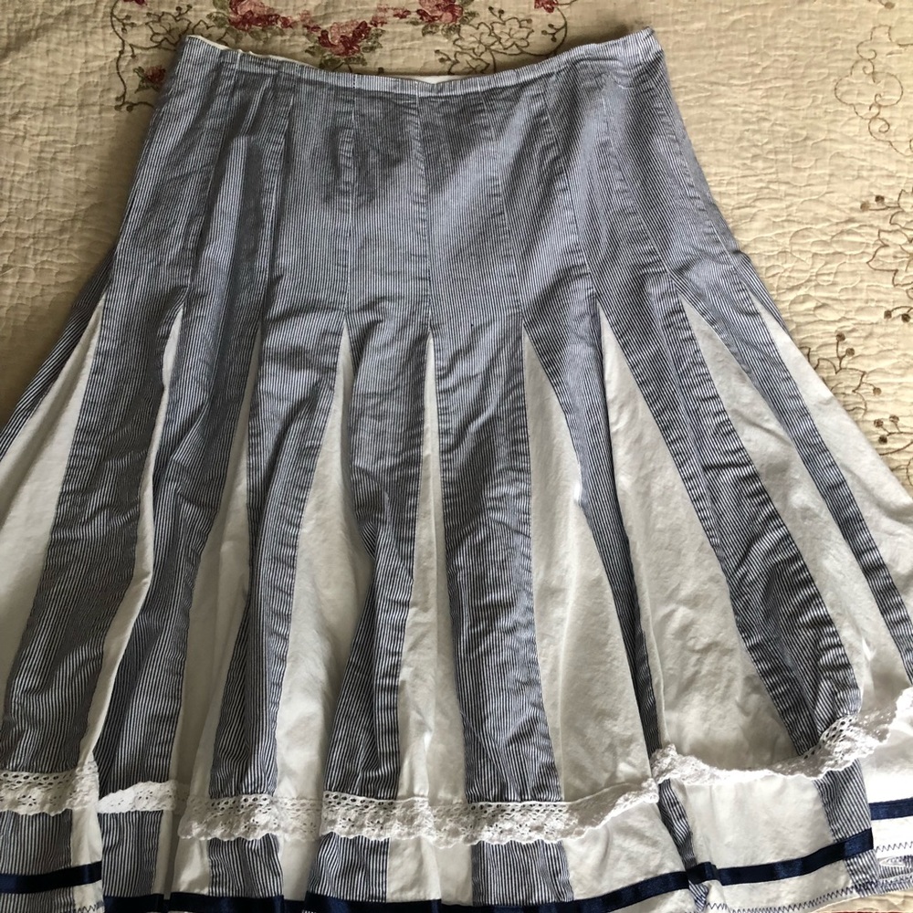 Blue & white pinstripe skirt